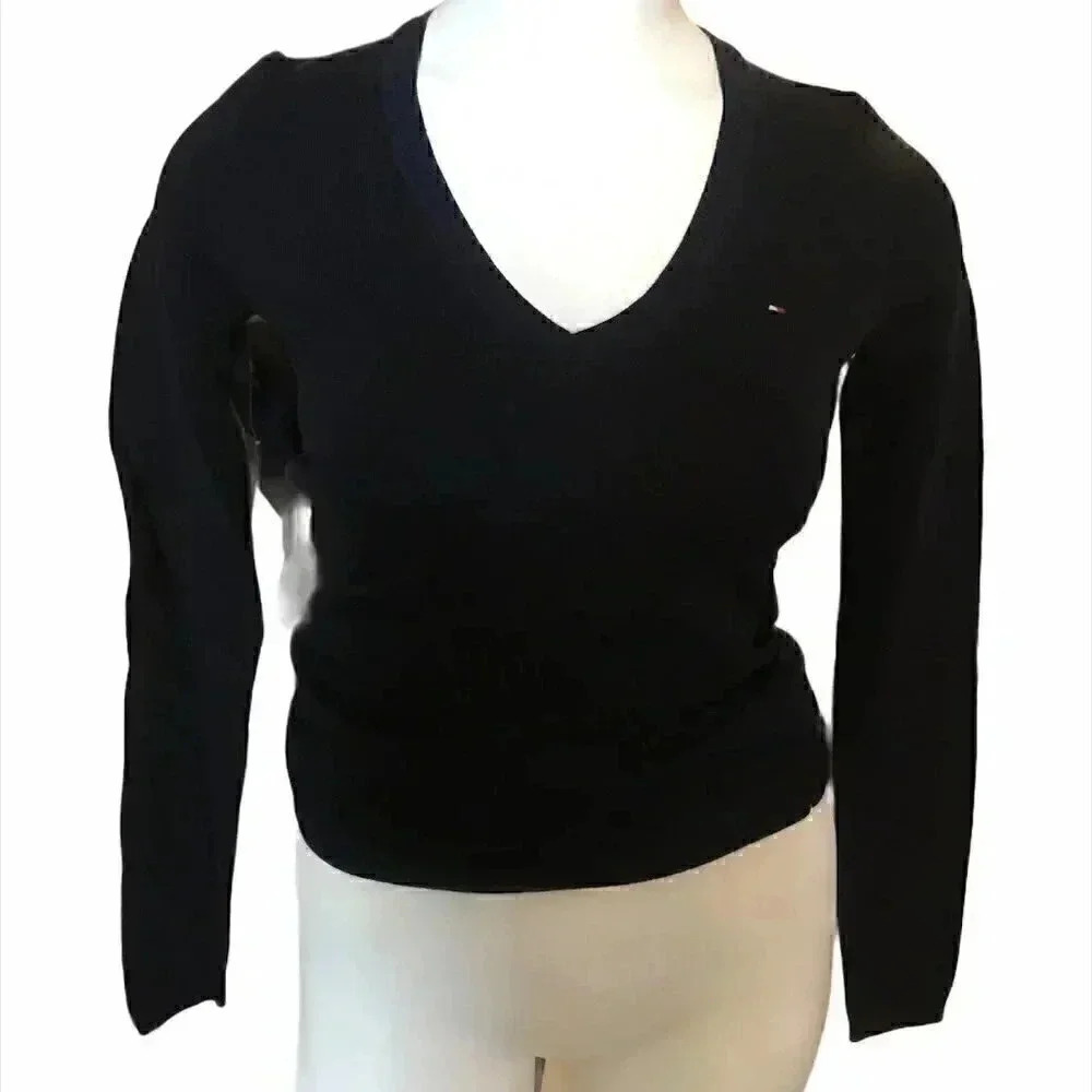Tommy Hilfiger v-neck navy sweater sz XXS